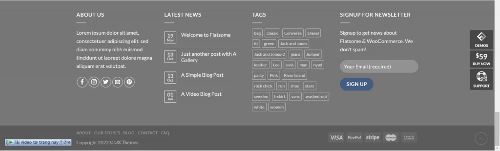 Một loại Footer mẫu của Flatsome